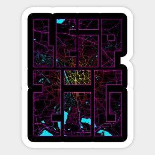 Leipzig, Germany City Map Typography - Neon Sticker